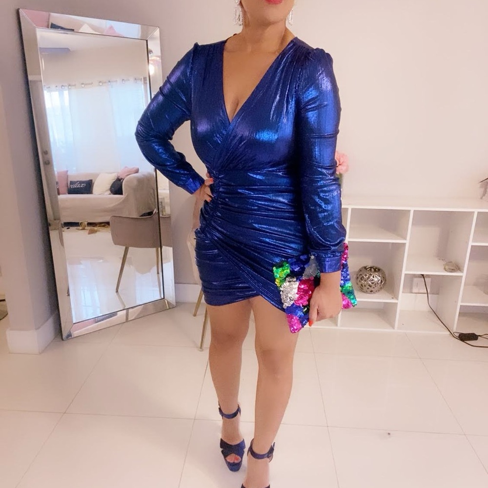 Elegant Blue Metallic Dress
